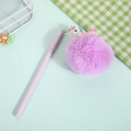 Purple unicorn gel pen with a large fluffy pompom and rainbow charm accessory - Purple