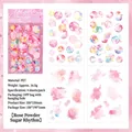 Pink heart-themed PET decorative stickers with watercolor bubble designs, set of 4 sheets - Rose Pink Sugar