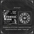 Vintage-Holzstempel aus Buche mit Uhrenmotiv und retro Geschenkbox-Verpackung - Ewiges Zeichen