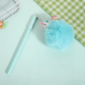 Unicorn plush ball pendant gel pen in mint green color for creative writing stationery - Blue