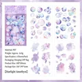 Set of 4 PET starlight amethyst decorative stickers with watercolor bubble designs - Starlight Amethyst