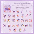 Autumn Charm Lotus flower and butterfly PET stickers, 60 pieces in decorative gift box - Autumn Charm Lotus