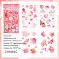 Artistic red and pink PET heart stickers in watercolor style for DIY scrapbooking - Flame Red Crystal