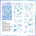 Blue mist crystal PET stickers set with 4 dreamy watercolor bubble designs for journaling - Blue Mist Crystal