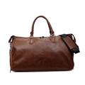 Borsa da viaggio vintage in pelle PU marrone con doppi manici e tracolla regolabile - Marrone