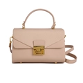 Modische nude-rosa Box-Tasche mit Materialmix, Goldverschluss und praktischem Griff - Hellbeige