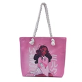 Roze canvas draagtas met anime-meisjesprint en handvatten van dik katoenen touw - Patroon 2