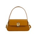 Bolso bandolera rectangular clásico amarillo mostaza con cierre dorado para mujer - Marrón (Jengibre)