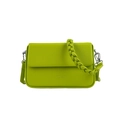 Sac boîte en cuir vert citron avec bandoulière tressée et logo en relief - Jaune-vert