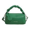 Green Boston bag with ruched handle and litchi texture by MIFEIKAER brand - Green