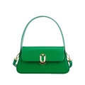 Elegante bolso de mano en cuero verde vibrante con hebilla dorada ovalada - Verde