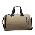 Bolso de viaje caqui de gran capacidad con correas negras y detalles de cremallera - Caqui