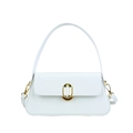 Bolso de hombro blanco minimalista con un elegante cierre de metal dorado ovalado - Blanco