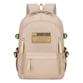 Zaino da viaggio beige minimalista in nylon leggero con toppa logo SLFASHION - Cachi