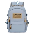 Zaino da viaggio minimalista grigio-azzurro in tessuto resistente con logo SLFASHION - Blu
