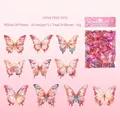 Pink and purple waterproof PET butterfly stickers set with gold outlines for scrapbooking - Delicate Pastel Dye