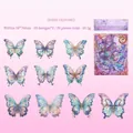 Waterproof butterfly PET stickers in purple and blue with gold foil detail, 20-piece set - Dark Purple Returning Shadow