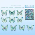 Blue butterfly PET waterproof stickers set with 20 pieces for journaling decoration - Blue-Green Meets Flower