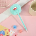 Bolígrafo de monstruo peludo verde menta con boca divertida y ojos de dibujos - Verde
