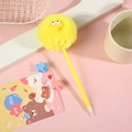 Bolígrafo de monstruo amarillo con bola de peluche y cara divertida en el cuerpo - Amarillo