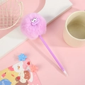 Primer plano de bolígrafo de peluche monstruo púrpura con ojos grandes y labios divertidos - Púrpura