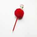 Penna a sfera natalizia con pompon di peluche rosso e un simpatico bradipo - Bradipo di Natale (Cappello di Natale)