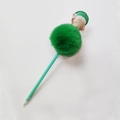 Penna a sfera con pompon verde e simpatico elfo di Natale per cancelleria scolastica - Elfo di Natale