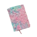 Pink and purple tie-dye plush notebook with sparkling heart sequins and ribbon bookmark - 21.5*15.5*3CM / Colorful Tie-dye