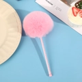 Penna gel a forma di gufo in peluche rosa con pois bianchi per scuola e regali - Penna Pompon Pois Rosa Chiaro