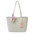 Borsa tote bianca con motivo a coccodrillo e foulard decorativo per il lavoro - Bianco Sporco