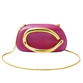 Mini clutch rigida rosso rosa con manico a C dorato e tracolla a catena rimovibile - Rosa Rosso