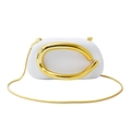 Pochette da sera bianca minimalista con manico dorato a C e tracolla sottile a catena - Bianco