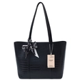 Sac fourre-tout noir à motif crocodile avec foulard décoratif et bandoulières - Noir