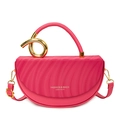 Sac selle magenta tendance avec poignée en spirale dorée et bandoulière en cuir - rose vif