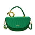 Sac selle demi-rond en cuir vert avec texture ondulée et boucle en métal doré - Vert