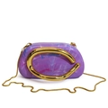Retro purple marble acrylic evening clutch with gold C-handle and chain strap - Marble Purple (8688)
