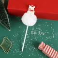 Cute Christmas snowman ballpoint pen with white plush pompom and festive red scarf decor - Snowman / White