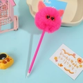 Penna a sfera mostro in peluche magenta con orecchie per cancelleria scolastica - Rosa Rossa