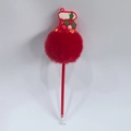 Weihnachts-Kugelschreiber mit rotem Bommel und Silikon-Socken-Anhänger für Kinder - Weihnachtssocke