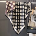 Polka dot camellia pattern silk square scarf with elegant drape and satin finish - Calico / 90x90cm
