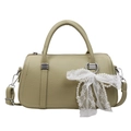 Sac à main vert sauge en cuir grainé avec nœud en dentelle et perle décorative - Avec Pendentif / Vert