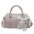 Borsa a tracolla lilla minimalista con trama litchi e ciondolo a fiocco di perle - Con Ciondolo / Grigio