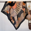 Elegante sciarpa quadrata con stampa a cavallo geometrica astratta nera e arancione - 68x68cm / Bordo Nero (FW-89)