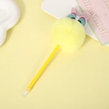 Simpatica penna gel a forma di gufo giallo con pompon e orecchie da coniglio colorate - Penna Pompon Figura Gialla