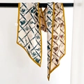 Chic narrow horse print scarf in beige and mustard yellow for stylish neck or bag decoration - 21*144cm / Yellow Border (XY-21-)