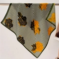 Fashionable houndstooth floral square scarf with yellow and green abstract rose pattern - 68*68cm / Yellow-Green