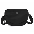 Bolso bandolera de nailon negro minimalista con correa ajustable y logo plateado - Grande / Negro