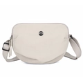 Minimalist cream nylon crossbody bag with M FASHION emblem and adjustable strap - Large / Off White