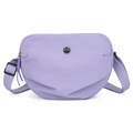Minimalist light purple nylon crossbody bag with crescent shape and metal logo detail - Large / Taro Purple