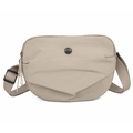 Beige lightweight nylon crescent crossbody bag with adjustable strap and metal logo - Large / Khaki